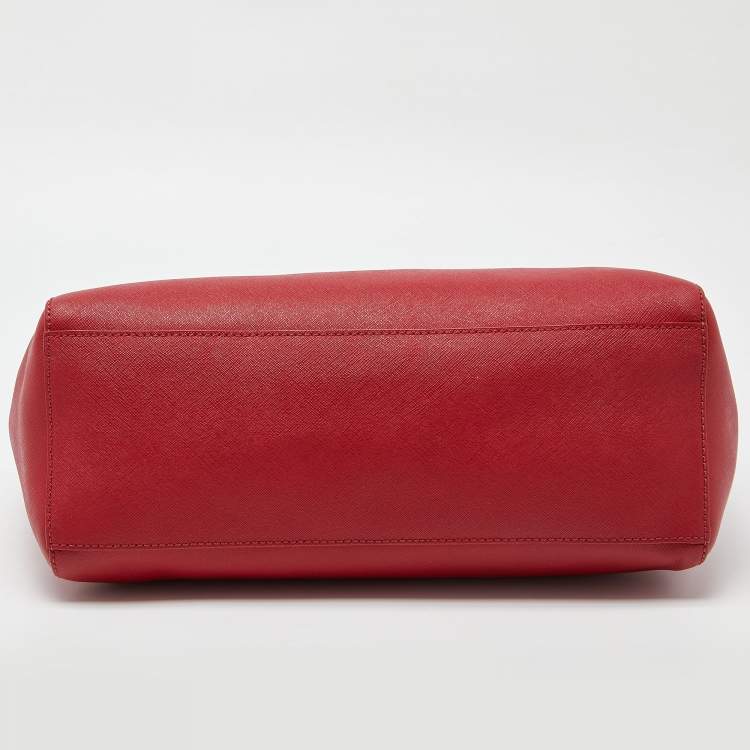 Pre Owned Tory Burch Red Leather Medium York Buckle Tote