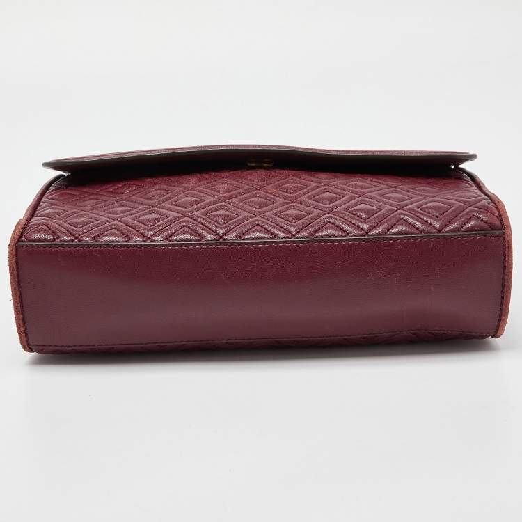 مملوكة مسبقًا Tory Burch Burgundy Leather Large Fleming Shoulder Bag
