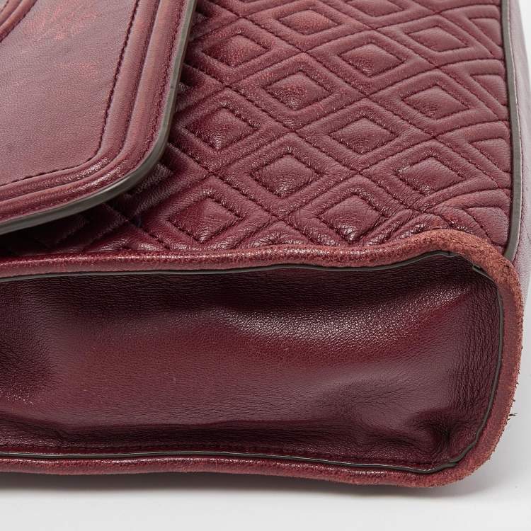 مملوكة مسبقًا Tory Burch Burgundy Leather Large Fleming Shoulder Bag