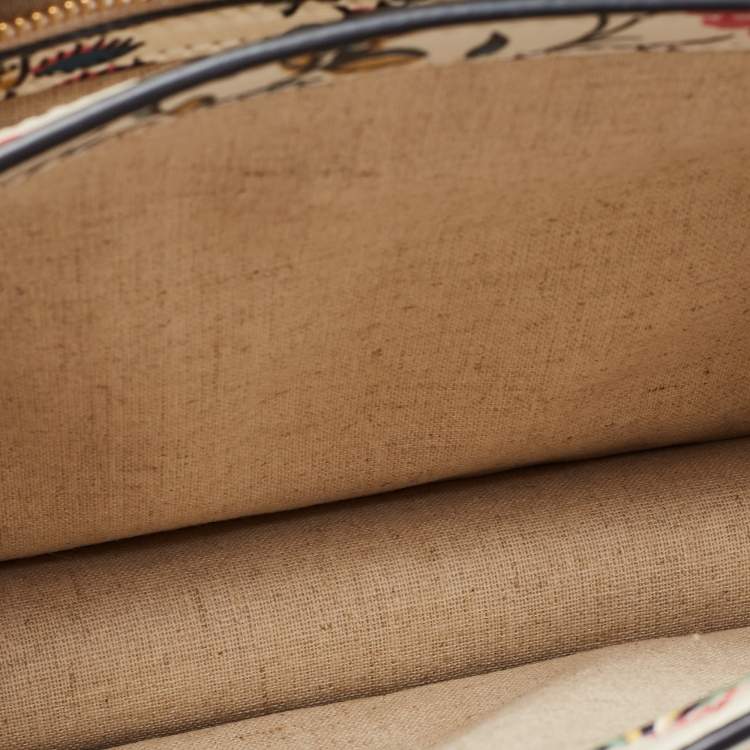 Pre Owned Tory Burch White Floral Print Leather Parker Chain Shoulder Bag