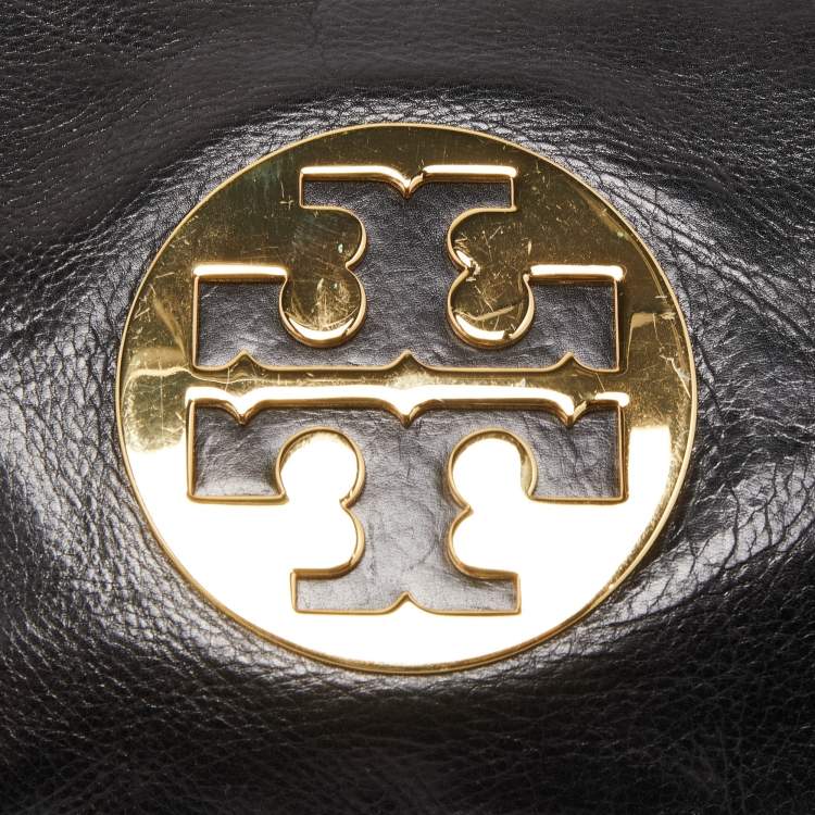 Pre Owned Tory Burch Black Glossy Leather Reva Chain Clutch