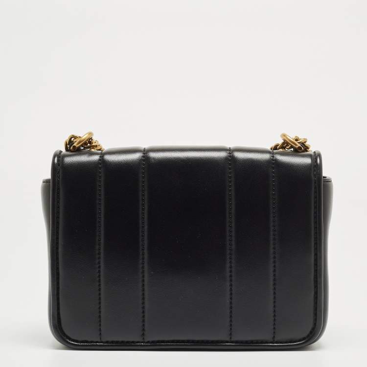 Pre Owned Tory Burch Black Quilted Leather Kira Shoulder Bag