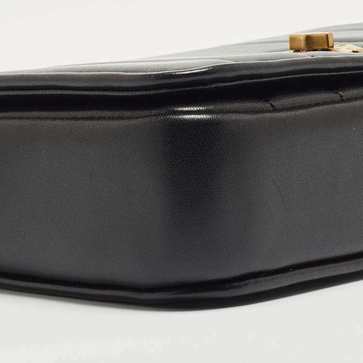 Pre Owned Tory Burch Black Quilted Leather Kira Shoulder Bag