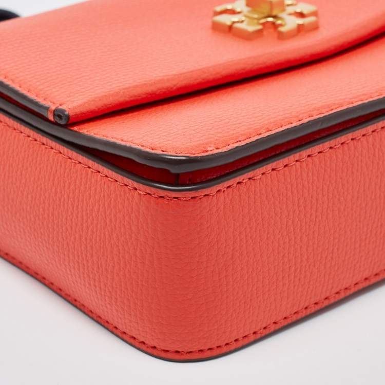 Pre Owned Tory Burch Coral Red Leather Mini Kira Shoulder Bag