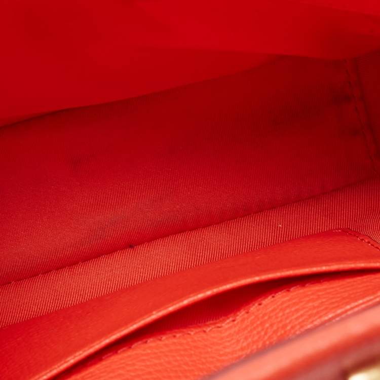 Pre Owned Tory Burch Coral Red Leather Mini Kira Shoulder Bag