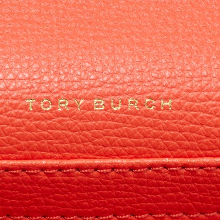 Pre Owned Tory Burch Coral Red Leather Mini Kira Shoulder Bag