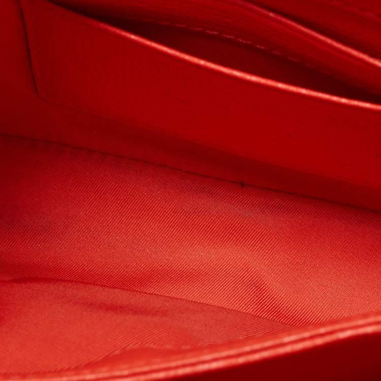Pre Owned Tory Burch Coral Red Leather Mini Kira Shoulder Bag