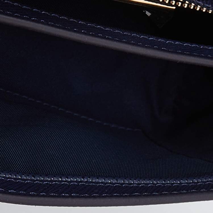 Pre Owned Tory Burch Blue Python Effect and Leather Robinson Flap Top Handle Bag