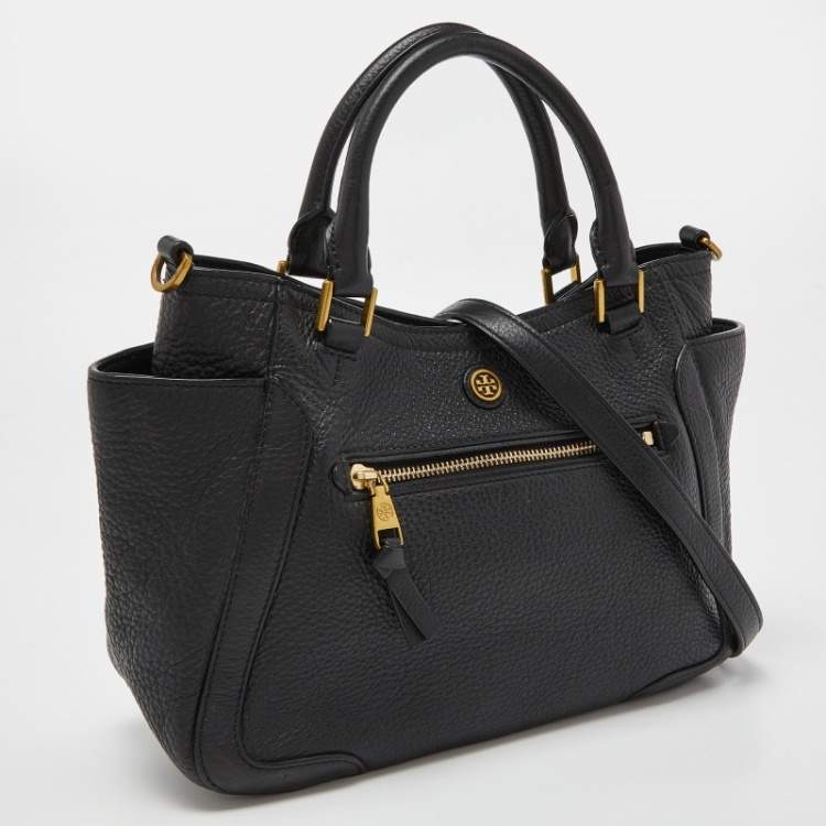 مملوكة مسبقًا Tory Burch Black Leather Double Pocket Satchel 