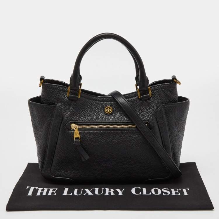 مملوكة مسبقًا Tory Burch Black Leather Double Pocket Satchel 