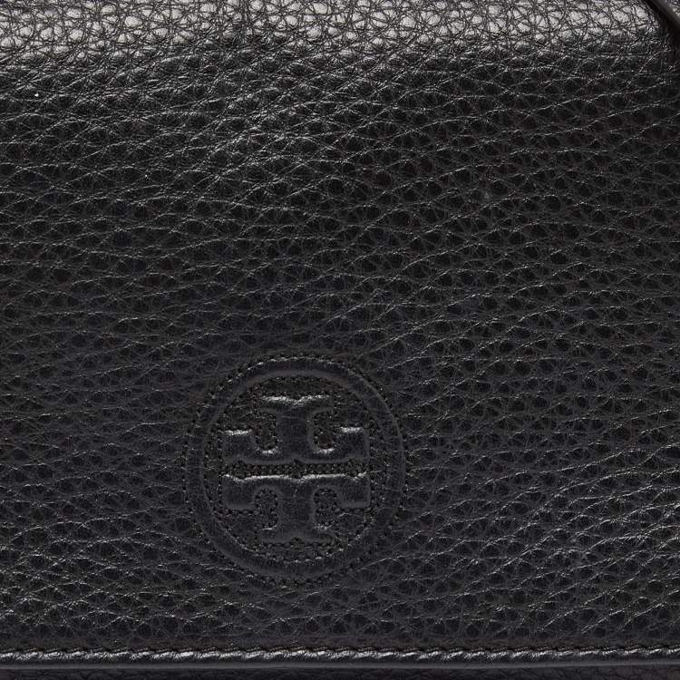 Pre Owned Tory Burch Black Leather Flap Crossbody Bag