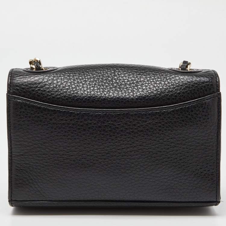 Pre Owned Tory Burch Black Leather Flap Crossbody Bag
