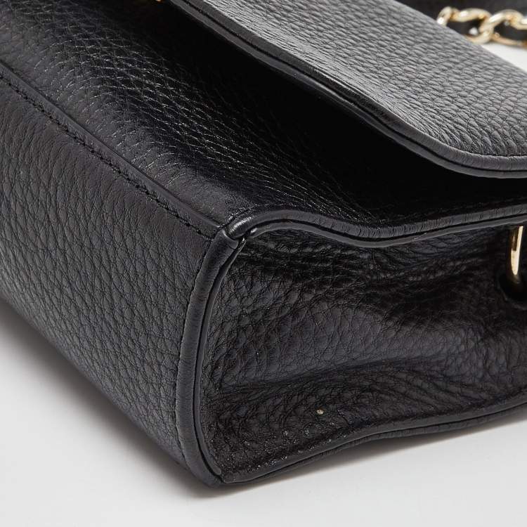 Pre Owned Tory Burch Black Leather Flap Crossbody Bag