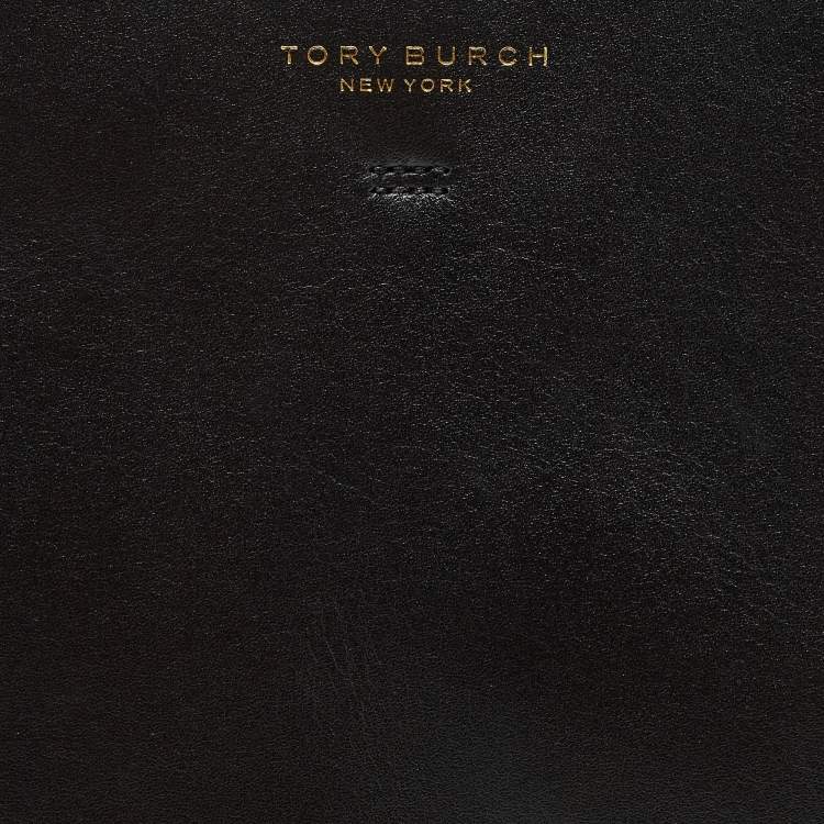 Pre Owned Tory Burch Black Leather Block-T Shopper Tote 