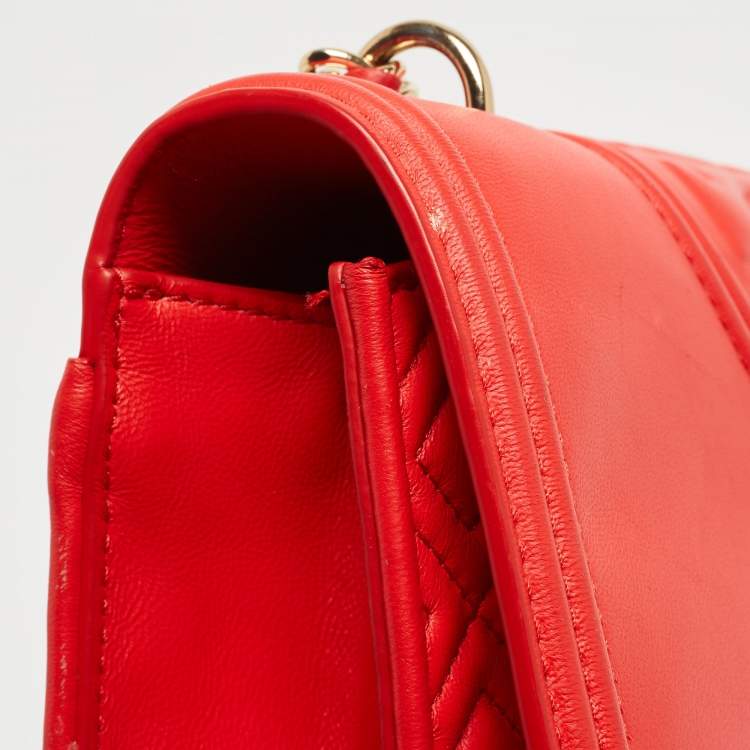 Pre Owned Tory Burch Red Quilted Leather Large Fleming Shoulder Bag