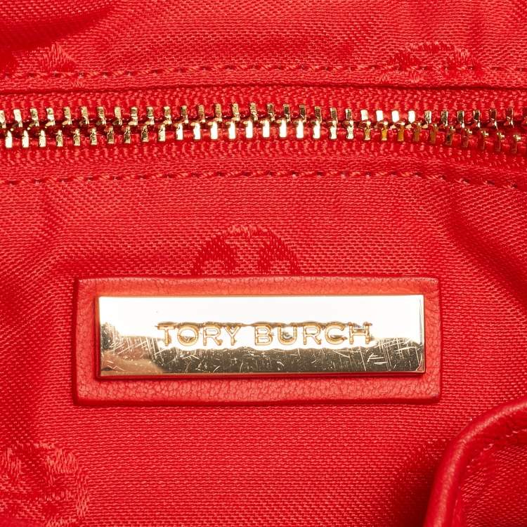 Pre Owned Tory Burch Red Quilted Leather Large Fleming Shoulder Bag