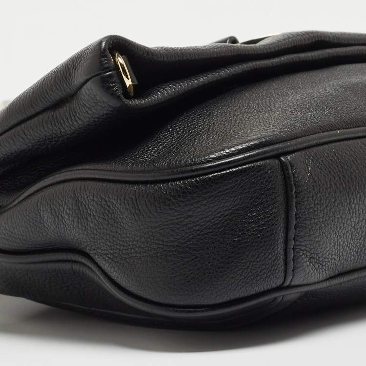 Pre Owned Tory Burch Black Leather Amanda Foldover Crossbody Bag