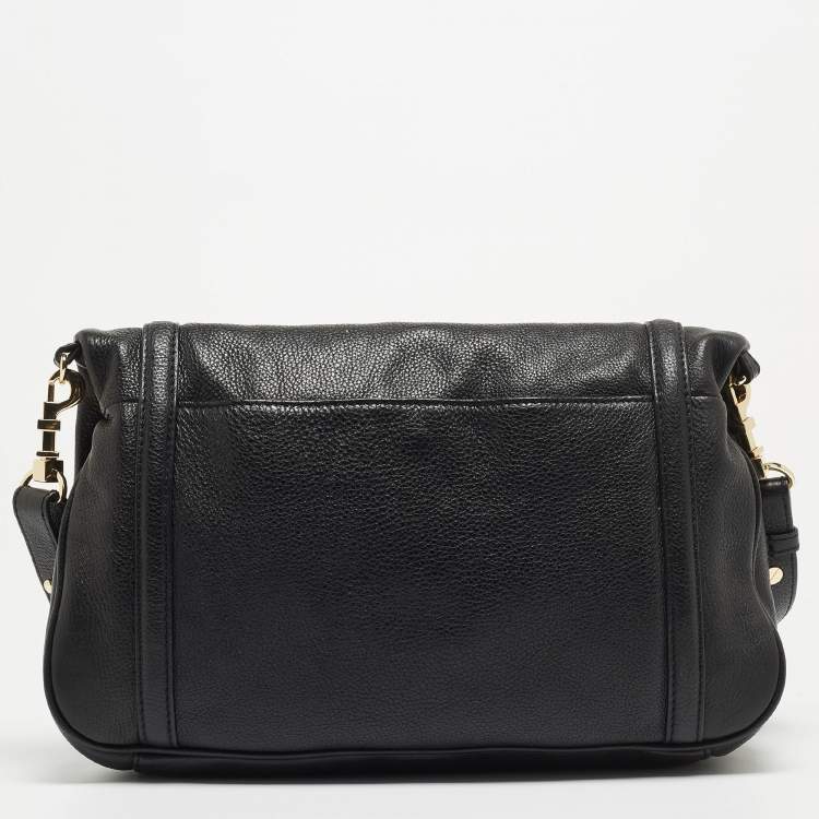 Pre Owned Tory Burch Black Leather Amanda Foldover Crossbody Bag