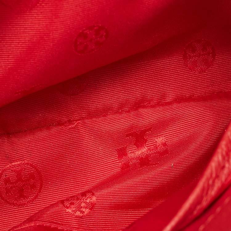 Pre Owned Tory Burch Red Leather Chelsea Flap Shoulder Bag