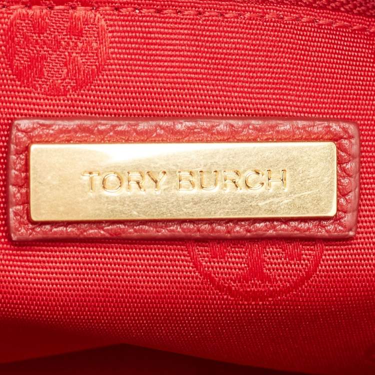 Pre Owned Tory Burch Red Leather Chelsea Flap Shoulder Bag