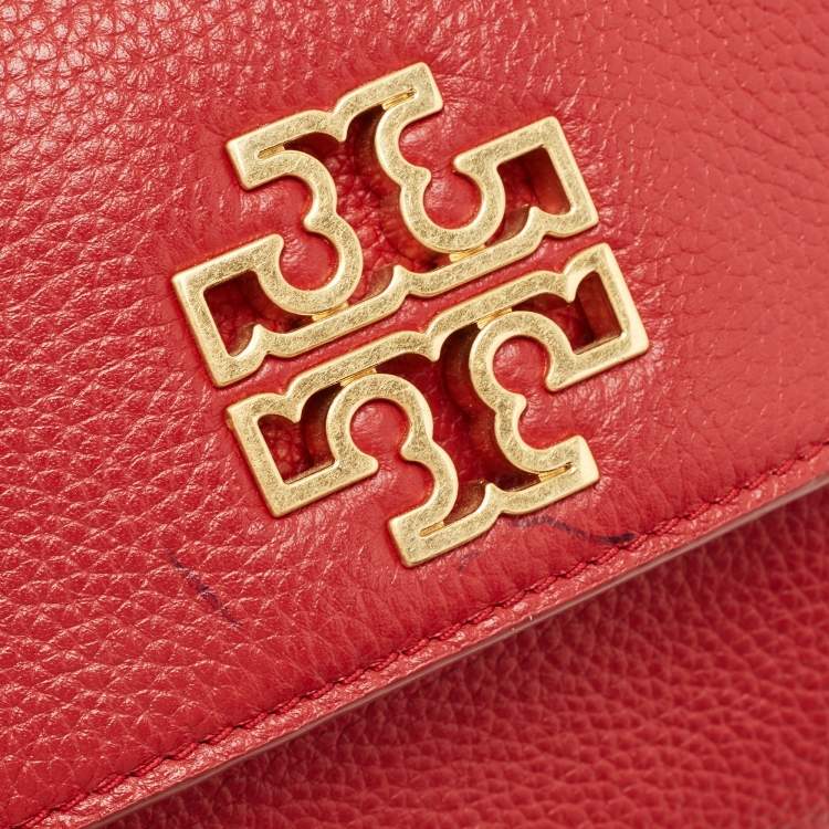 Pre Owned Tory Burch Red Leather Chelsea Flap Shoulder Bag