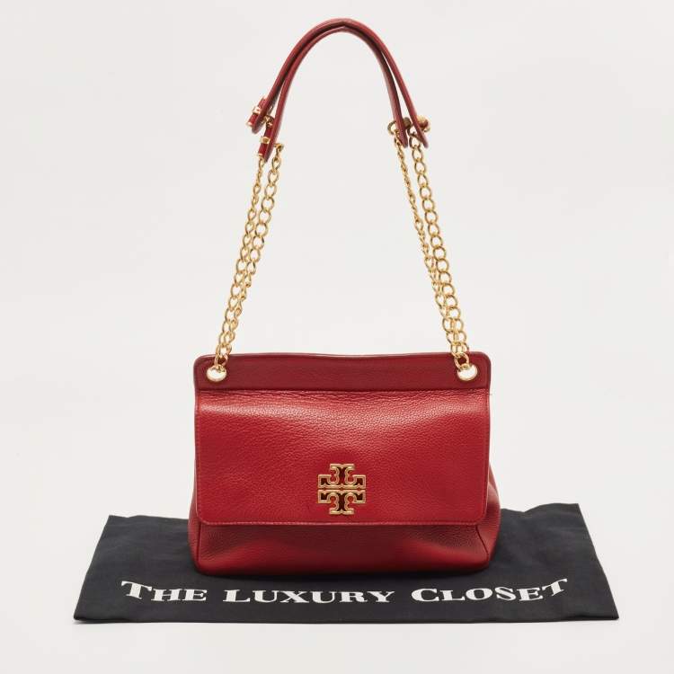 Pre Owned Tory Burch Red Leather Chelsea Flap Shoulder Bag