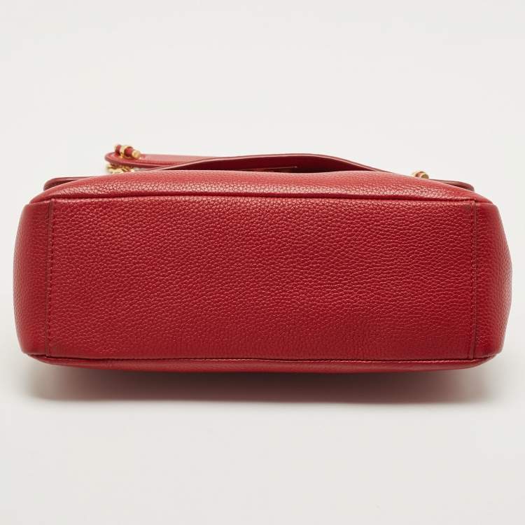 Pre Owned Tory Burch Red Leather Chelsea Flap Shoulder Bag