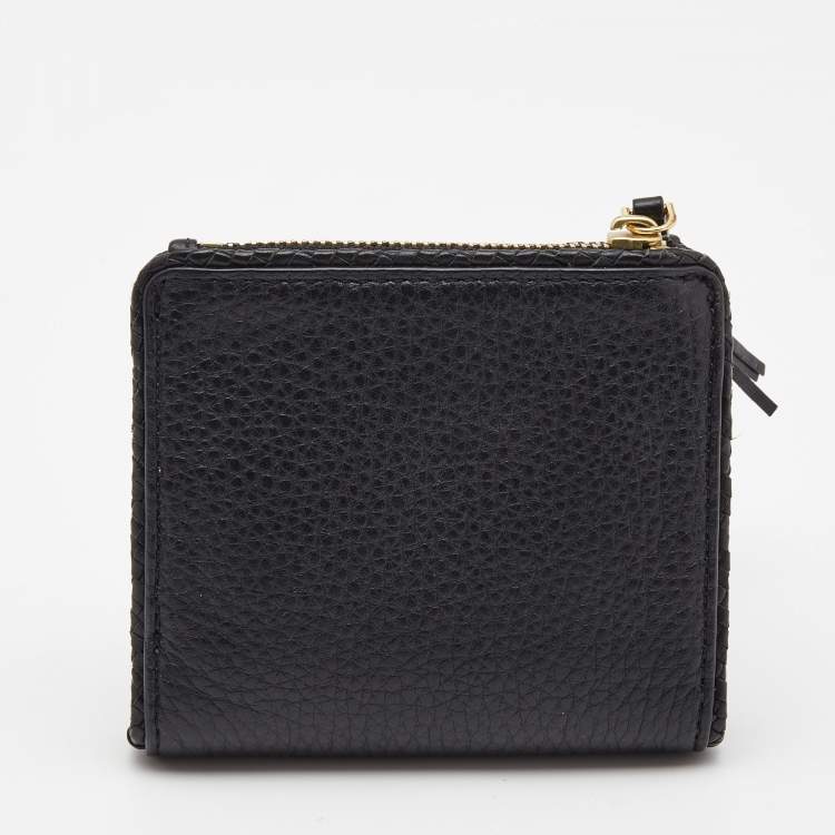 Pre Owned Tory Burch Black Leather Tassel Zip Bifold Wallet
