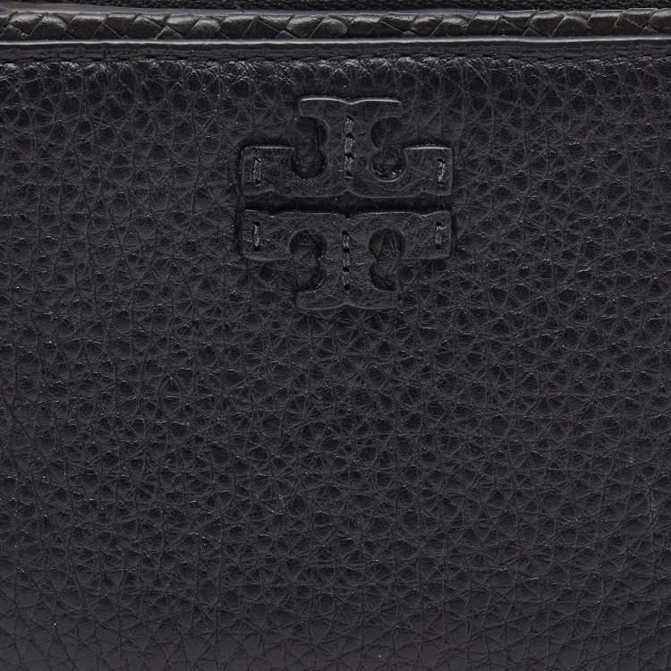 Pre Owned Tory Burch Black Leather Tassel Zip Bifold Wallet