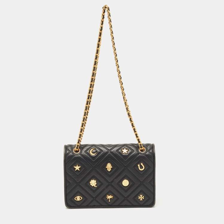 TORY BURCH Large Fleming Black Leather Tote Bag-US