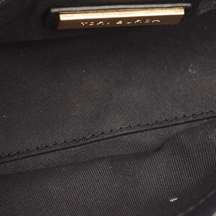 Pre Owned Tory Burch Black Leather Small Farida Fleming Charm Shoulder Bag