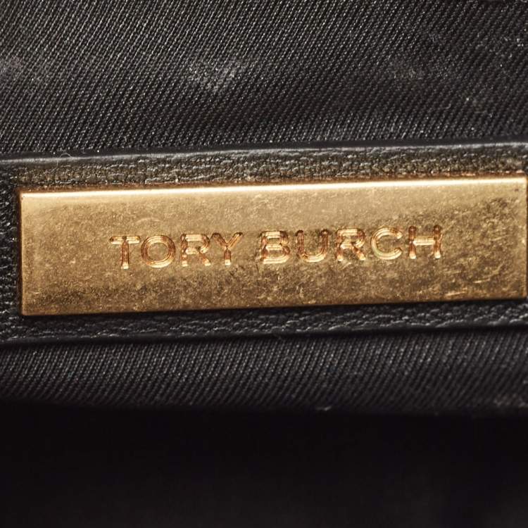 Pre Owned Tory Burch Black Leather Small Farida Fleming Charm Shoulder Bag