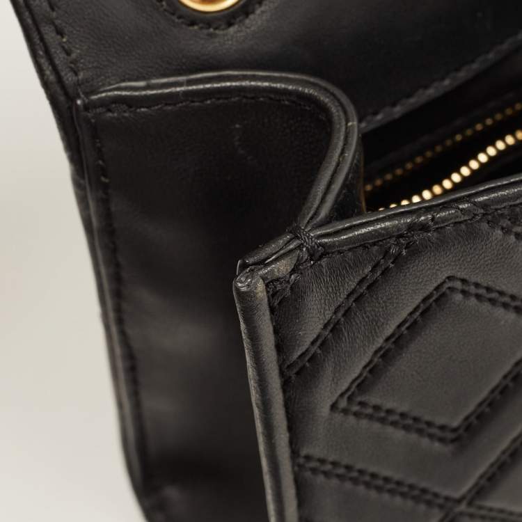 Pre Owned Tory Burch Black Leather Small Farida Fleming Charm Shoulder Bag