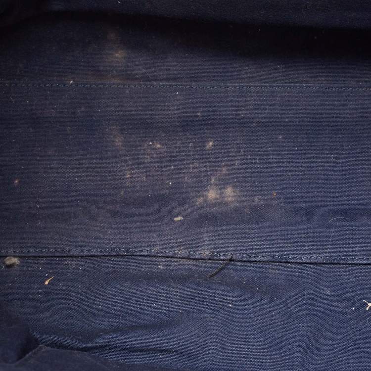 Pre Owned Tory Burch Tri Color Canvas and Leather Shopper Tote