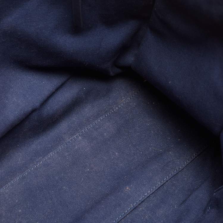 Pre Owned Tory Burch Tri Color Canvas and Leather Shopper Tote