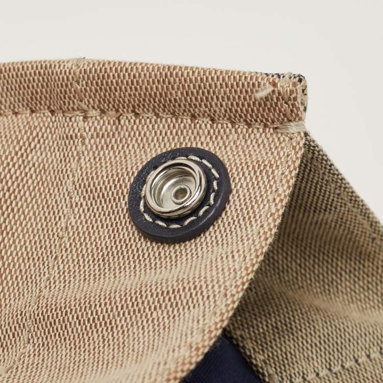 Pre Owned Tory Burch Tri Color Canvas and Leather Shopper Tote