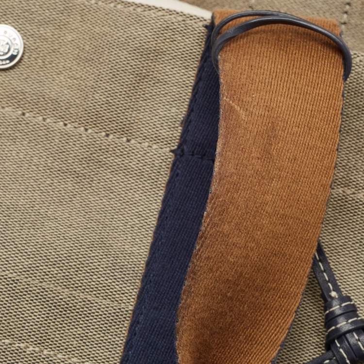 Pre Owned Tory Burch Tri Color Canvas and Leather Shopper Tote