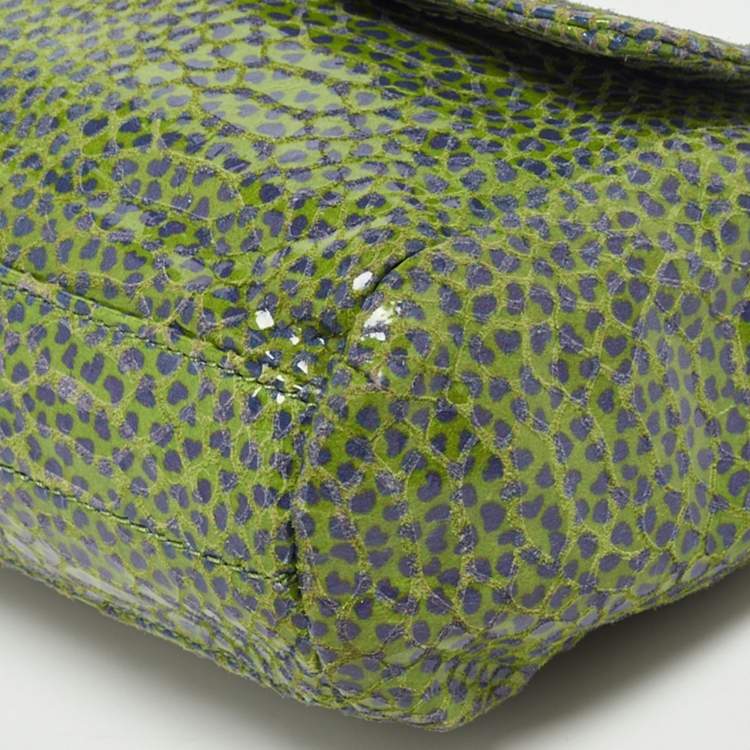مملوكة مسبقًا Tory Burch Green Python Print Laminate Leather Shoulder Bag