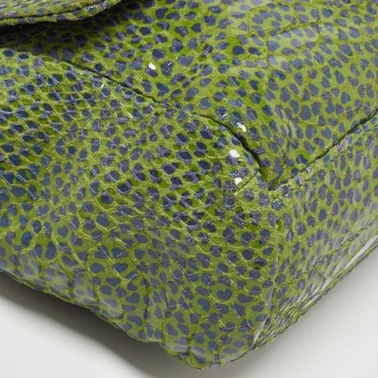 مملوكة مسبقًا Tory Burch Green Python Print Laminate Leather Shoulder Bag