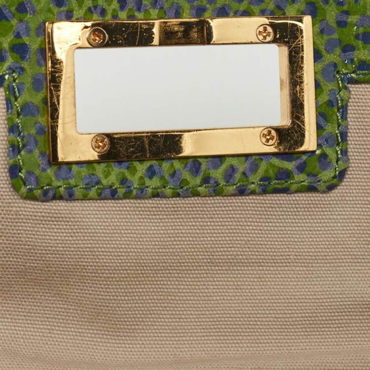 مملوكة مسبقًا Tory Burch Green Python Print Laminate Leather Shoulder Bag