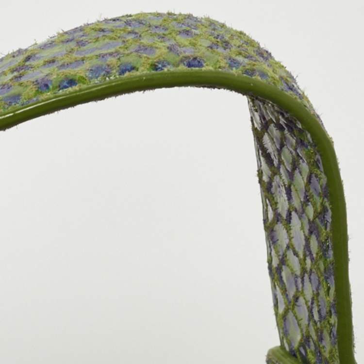 مملوكة مسبقًا Tory Burch Green Python Print Laminate Leather Shoulder Bag