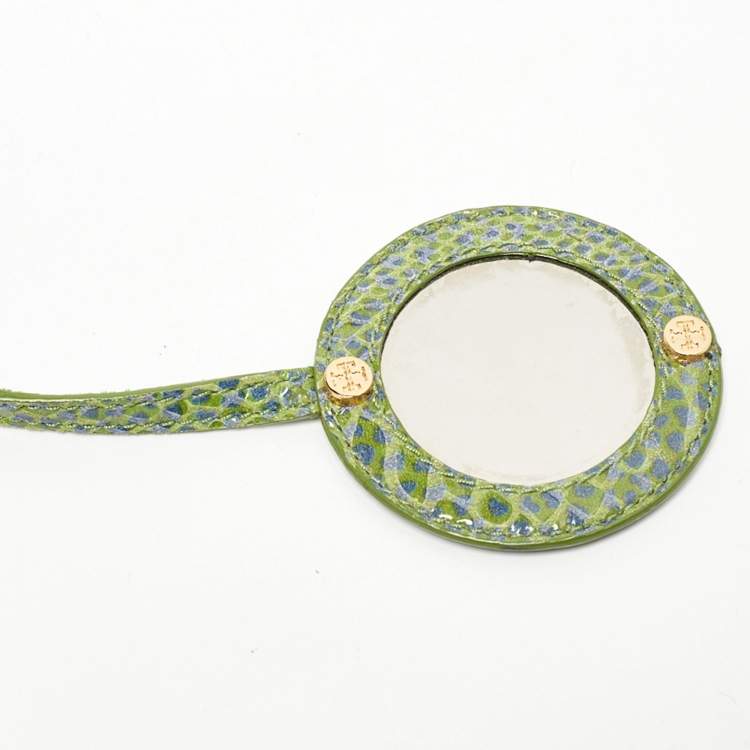 مملوكة مسبقًا Tory Burch Green Python Print Laminate Leather Shoulder Bag