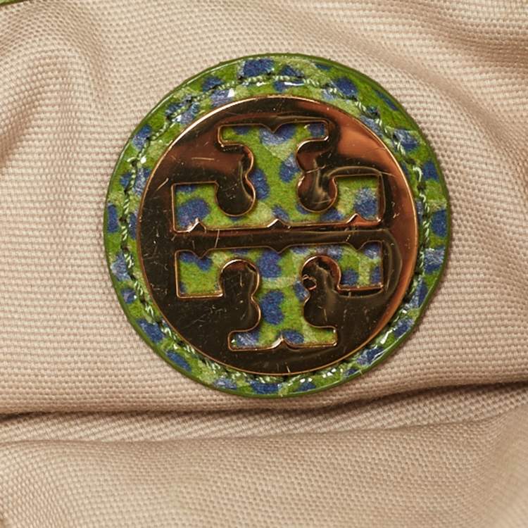 مملوكة مسبقًا Tory Burch Green Python Print Laminate Leather Shoulder Bag