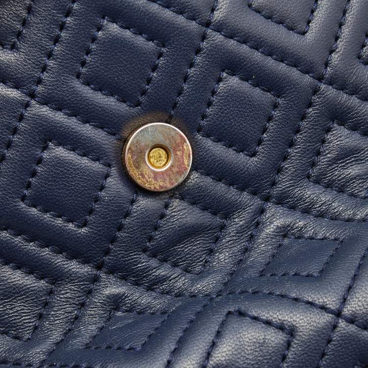 Pre Owned Tory Burch Navy Blue Leather Small Fleming Shoulder Bag