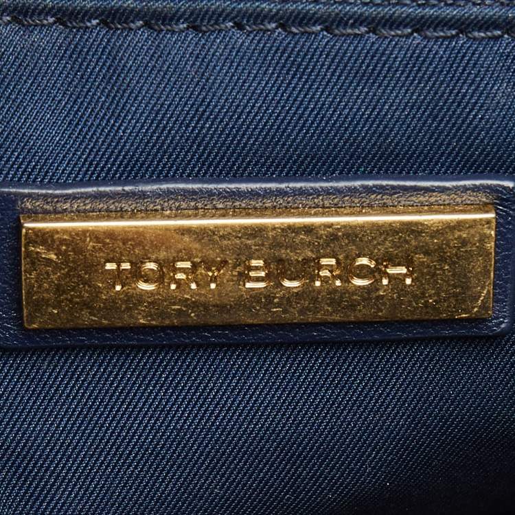 Pre Owned Tory Burch Navy Blue Leather Small Fleming Shoulder Bag