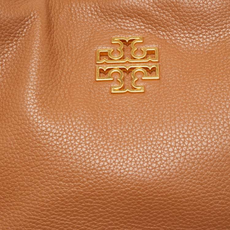Pre Owned Tory Burch Brown Leather Small Britten Slouchy Tote