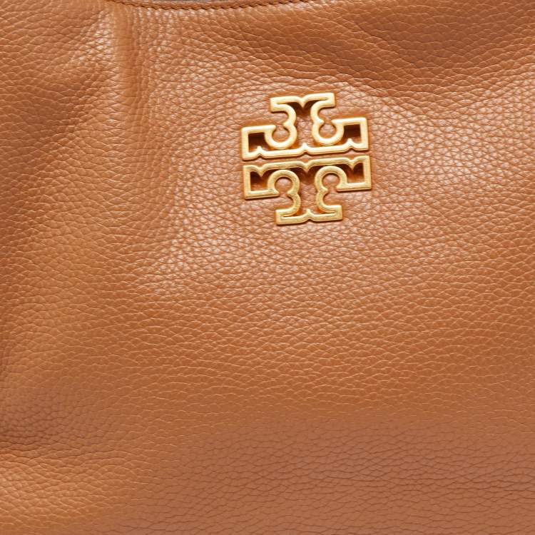 Pre Owned Tory Burch Brown Leather Small Britten Slouchy Tote