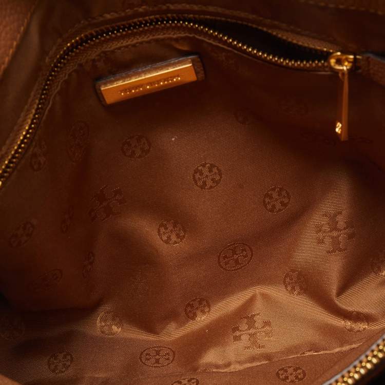 Pre Owned Tory Burch Brown Leather Small Britten Slouchy Tote