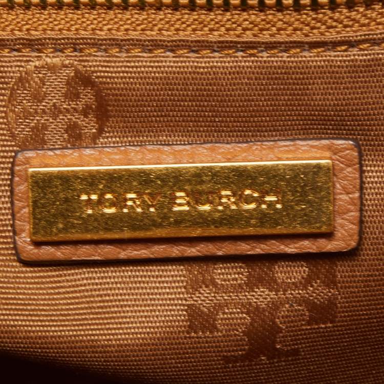 Pre Owned Tory Burch Brown Leather Small Britten Slouchy Tote