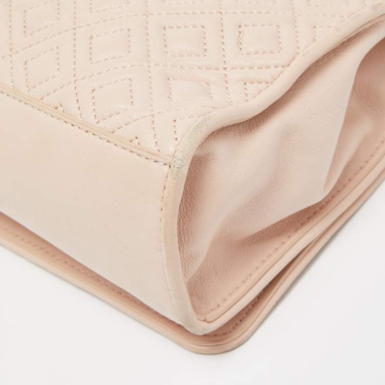 Pre Owned Tory Burch Light Pink Leather Medium Fleming Shoulder Bag